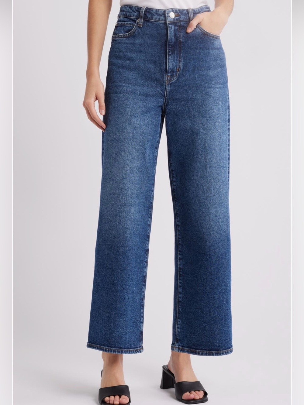 Never worn Frame high waist wide leg ankle length jeans. 29” waist. 27” inseam
